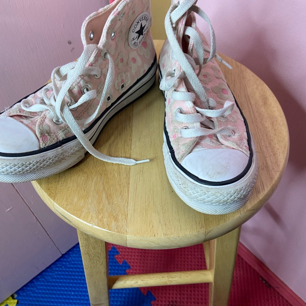 Converse Kids Pink Floral High-Top Sneakers